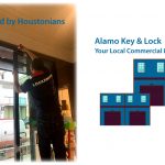 locksmith installing locks on a door in retail shop in Houston TX