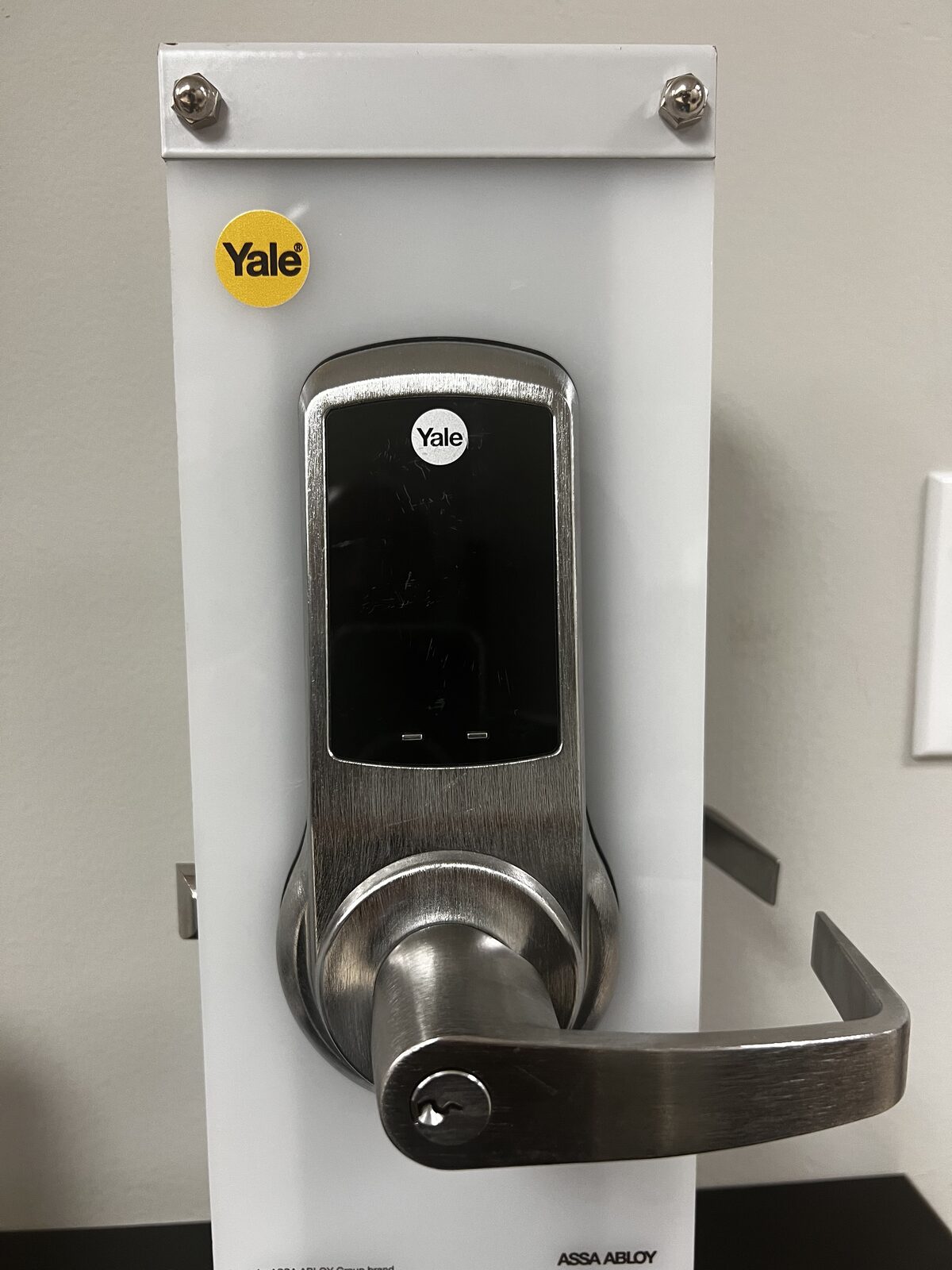Yale electronic keypad lever lock ready for installation