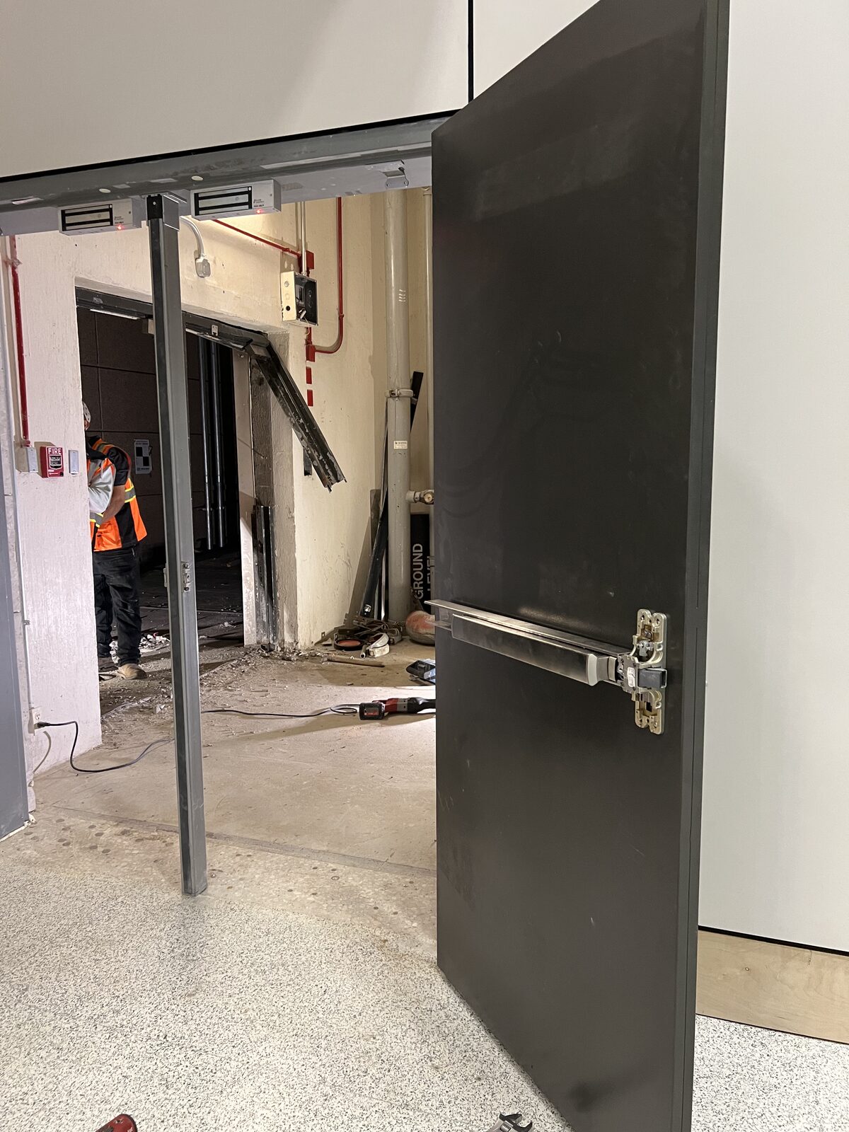 Von Duprin exit device on a commercial door installed by Alamo Key & Lock in Houston